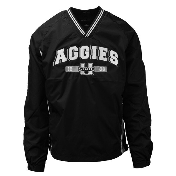 Utah State Aggies V-Neck Windbreaker Black